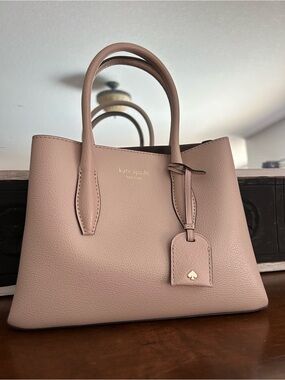 kate spade pebble leather satchel in blush pink